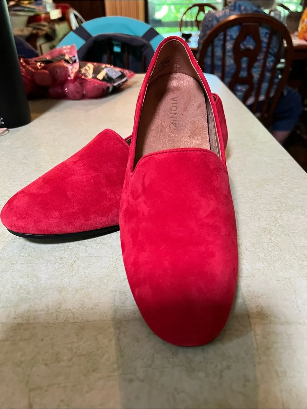 Vionic Willa red suede slip on loafers in size 8. Great shape.
